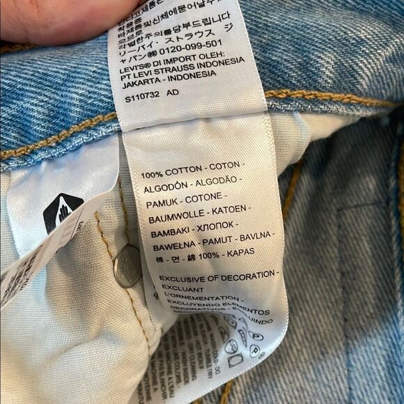 Levi's 501 Light Blue Distressed Jean Shorts - Picture 3 of 6